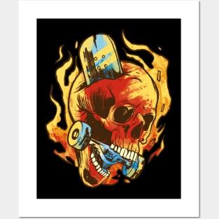 Skull Flame Skater Description Posters and Art